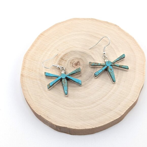 Genuine Navajo Turquoise Earrings Handmade Native American Jewelry for Women *** - Picture 13 of 14